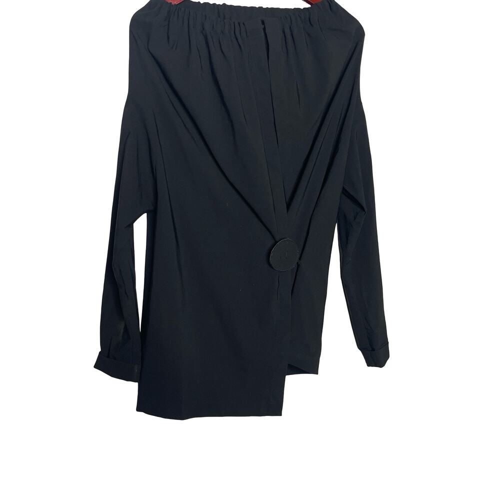 Liviana Conti Black asymmetric cinched neck wrap top sz 42 US 4